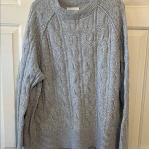 Aerie Heather Gray Cable Knit Sweater